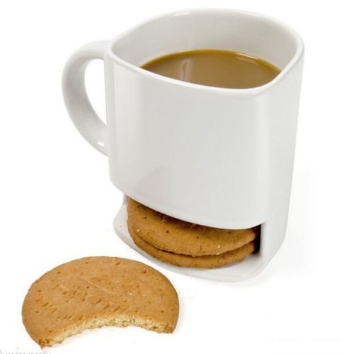 Dhl 24 개/몫 250 ml 세라믹 머그잔 화이트 커피 차 비스킷 우유 디저트 컵 티 컵 사이드 쿠키 포켓 홀더 홈 오피스